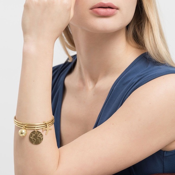 Vestopazzo BANGLE BRACELET 3PCS AIRPLANE SPHERE MAP - Picture 2 of 4